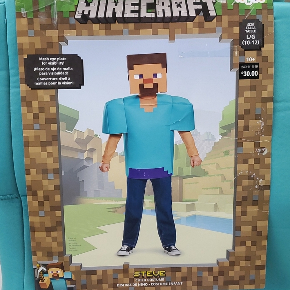 MINECRAFT Steve Costume Sz L 10-12 Halloween